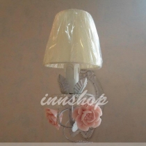 單頭 粉紅色陶瓷玫瑰花壁燈(IS0115)