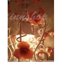 單頭水晶粉紅色陶瓷玫瑰花壁燈(IS0468)
