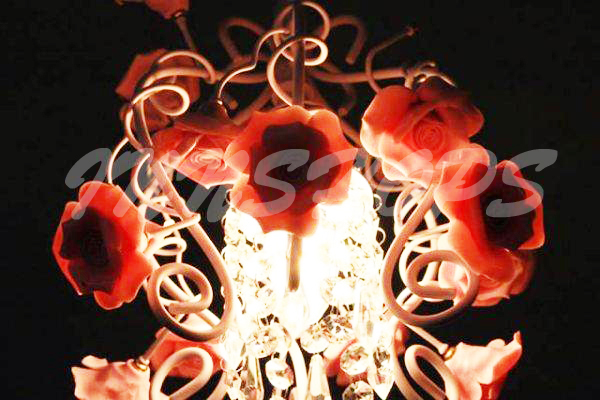 18朵手製光面陶瓷玫瑰水晶吊燈 L size(IS0107)