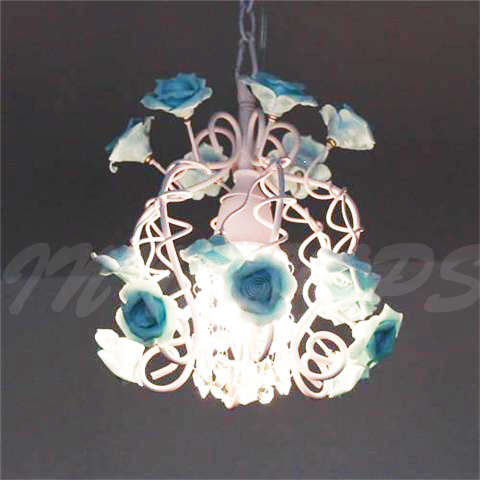 18朵手製光面陶瓷玫瑰水晶吊燈 L size(IS0107)