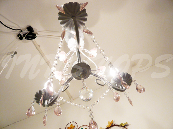 3頭 陶瓷粉紅玫瑰水晶燈 燈飾(IS0807)