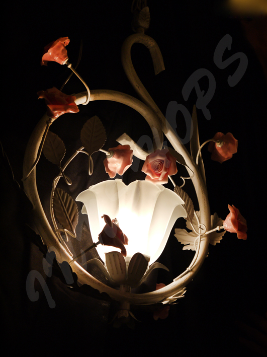 田園燈飾 陶瓷玫瑰花單頭吊燈 (IS1051)