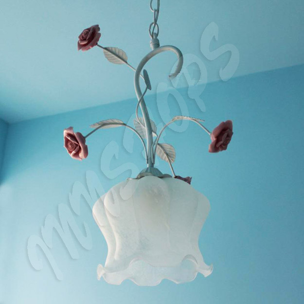 田園 手製陶瓷玫瑰花吊燈(IS0518)