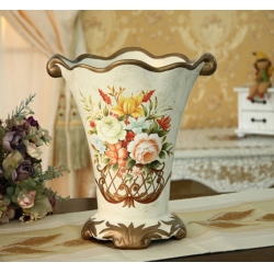 歐陸式陶瓷手繪玫瑰花瓶(IS1401)