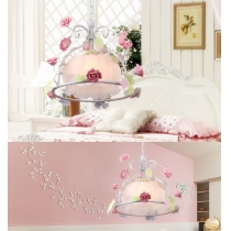 田園燈飾 粉紅色陶瓷玫瑰花吊燈(IS1907)