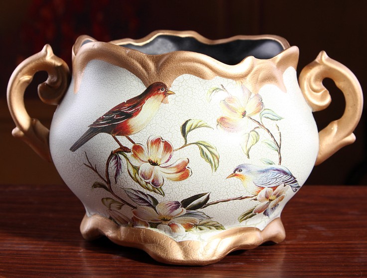 古典陶瓷小鳥花瓶(IS1052)