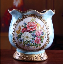 古典雕花陶瓷玫瑰花瓶 (IS1365)