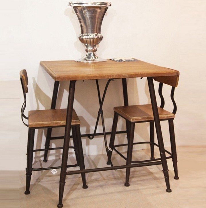 原木復古鐵藝餐桌椅套裝 (IS0088)
