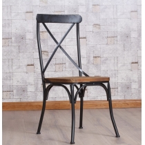 原木復古鐵藝餐椅 (IS3936)
