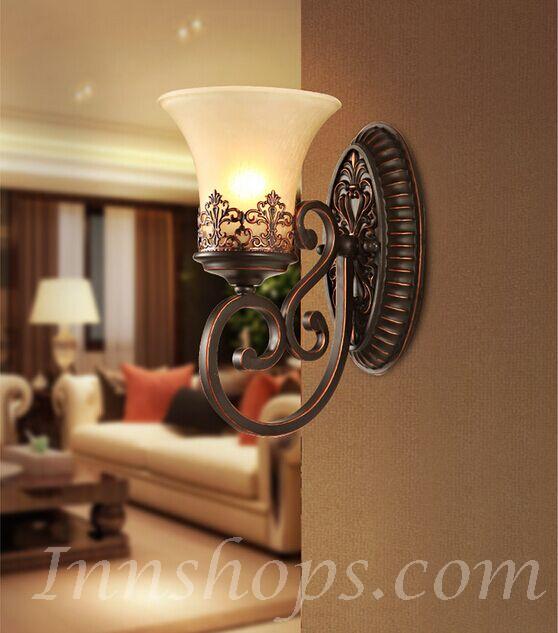 豪華歐式彷古 玫瑰水晶樹脂雕刻 壁燈 (IS0550)