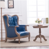 美式單人椅歐式實木皮藝復古梳化 (IS3861)