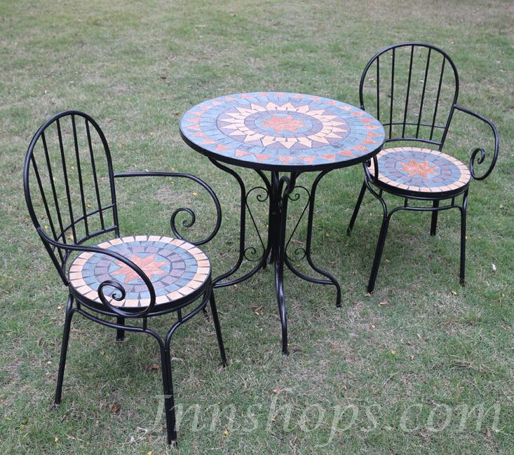 鐵藝 馬賽克庭院 戶外花園三件套桌椅組合(IS1927)