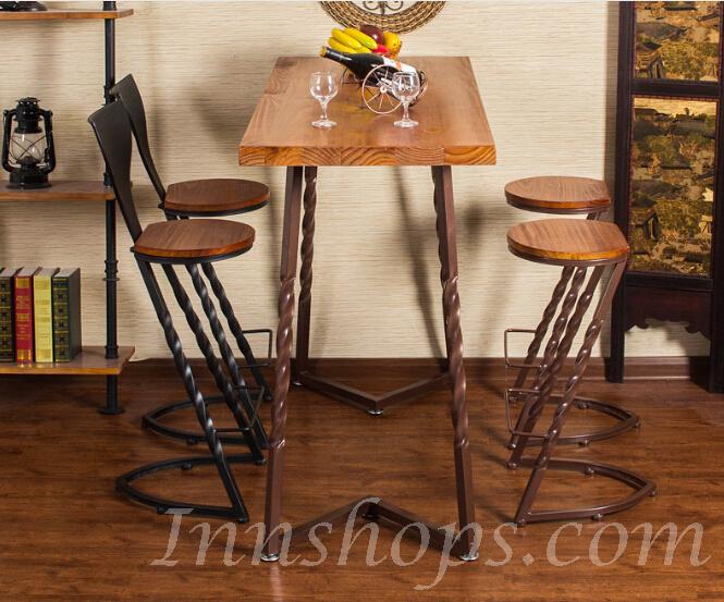 原木復古鐵藝Bar Table Bar Chair (IS4692)