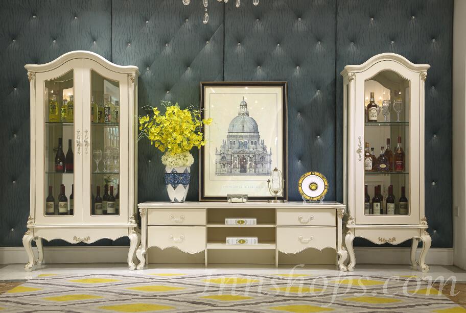 法式貴族 實木飾櫃 珍珠白 描香檳金(IS3265)