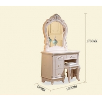 法式貴族 實木梳妝台連凳*描金描銀*100cm(IS3137)