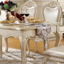 法式貴族 實木餐桌椅套裝 *5呎3 大理石面 描金(IS0354)