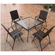 戶外傢俱 仿藤桌椅太陽傘6件套裝(IS5397)