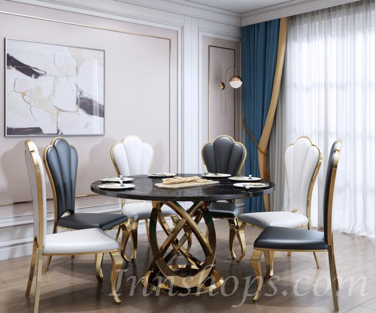 意式氣派系列 大理石圓形餐桌椅子 *4呎 /4呎3/ 4呎5 / 5呎 (IS5270)