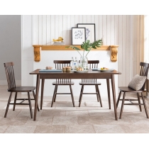 北歐實木系列 白橡木長方形餐桌椅組合(胡桃色) (IS5876)
