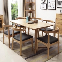 日式實木橡木 Ｖ形腳餐桌椅組合*120/135/150cm (IS4326)