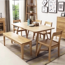 日式實木橡木 Ｖ形腳餐桌椅組合*120/135/150cm (IS4386)