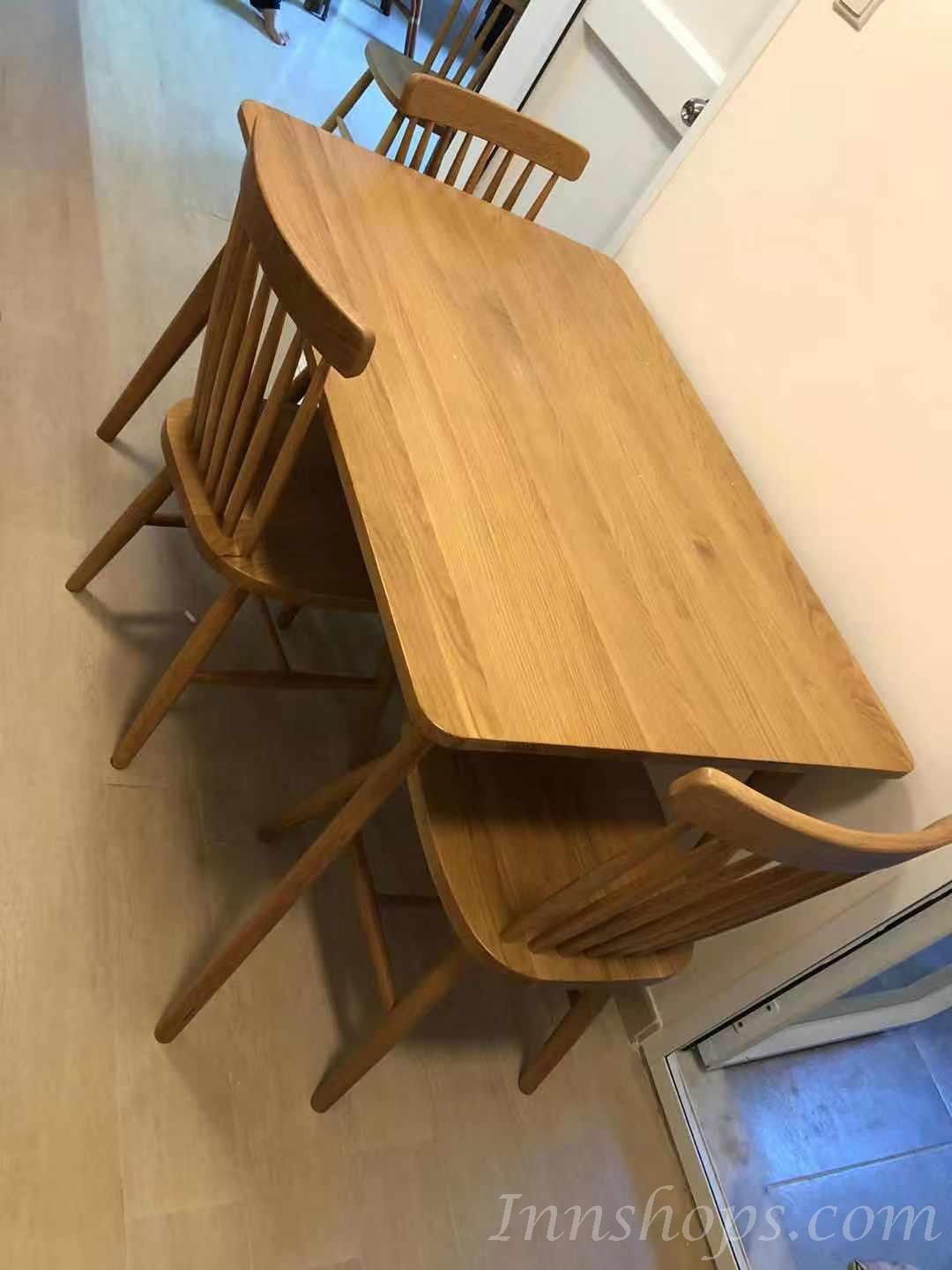 北歐實木系列 白橡木長方形餐桌椅組合(胡桃色) (IS5876)