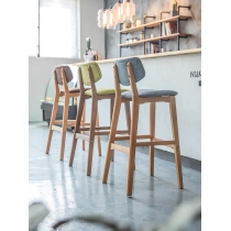 灰色麻布款 $99) 實木北歐風格 Bar Chair 吧椅(IS4560)