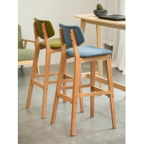 灰色麻布款 $99) 實木北歐風格 Bar Chair 吧椅(IS4560)