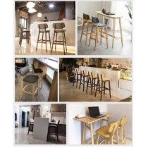 (陳列品一張 灰色麻布款 $99) 實木北歐風格 Bar Chair 吧椅(IS4560)