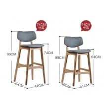 灰色麻布款 $99) 實木北歐風格 Bar Chair 吧椅(IS4560)