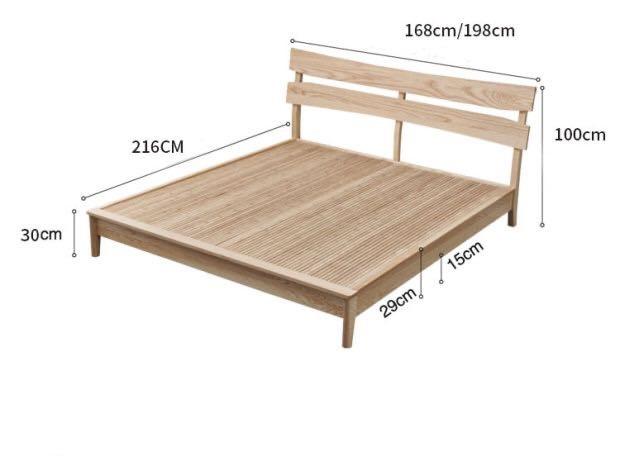 北歐實木白蠟木系列雙人床 5呎/6呎(不包床褥)(IS6551)