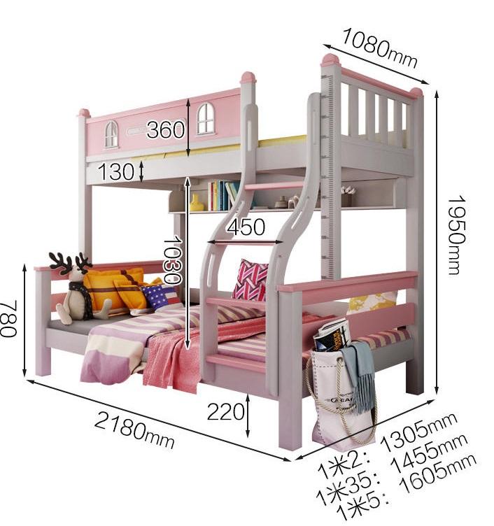 兒童皇國  橡膠木可配滑梯碌架床 小朋友床 上3呎3下4呎/上3呎3下4呎半/上3呎3下5呎 (不包床褥) (IS3210)