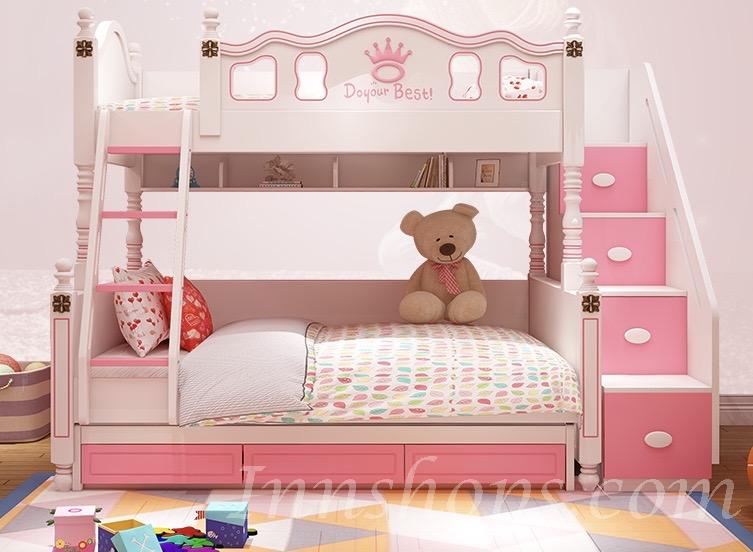 兒童皇國 粉紅拖床碌架床 小朋友床 上3呎下4呎/上3呎半下4呎半/上4呎下5呎(不包床褥) (IS3809)