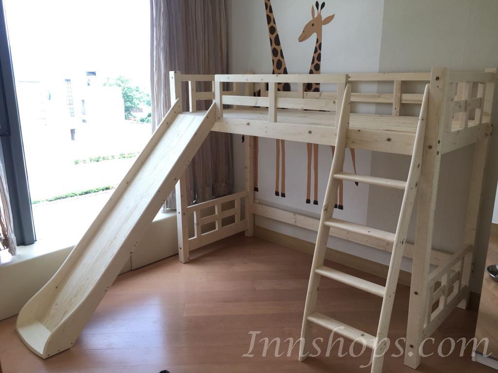 兒童皇國 松木實木滑梯組合床 *可訂做呎吋(不包床褥)(IS5151)