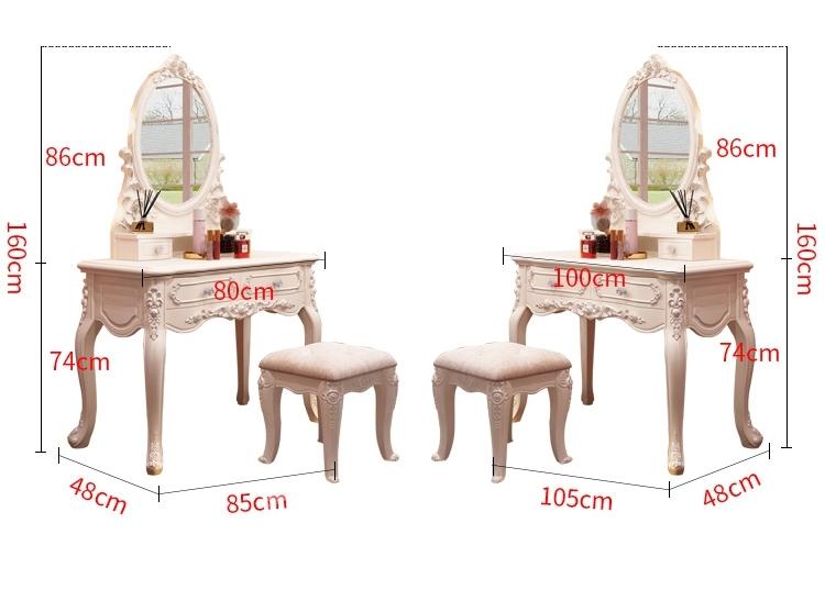 維也納 實木雕花描金描銀梳妝台 連凳 *85/105cm(IS4991)
