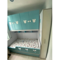 訂造傢俬兒童皇國 米奇衣櫃床加圍欄款+衣櫃儲物櫃*可自訂呎吋(不包床褥)(IS7105)