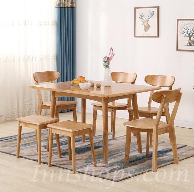 日式實木橡木 伸縮餐桌椅組合 (90-120)cm (IS7186)