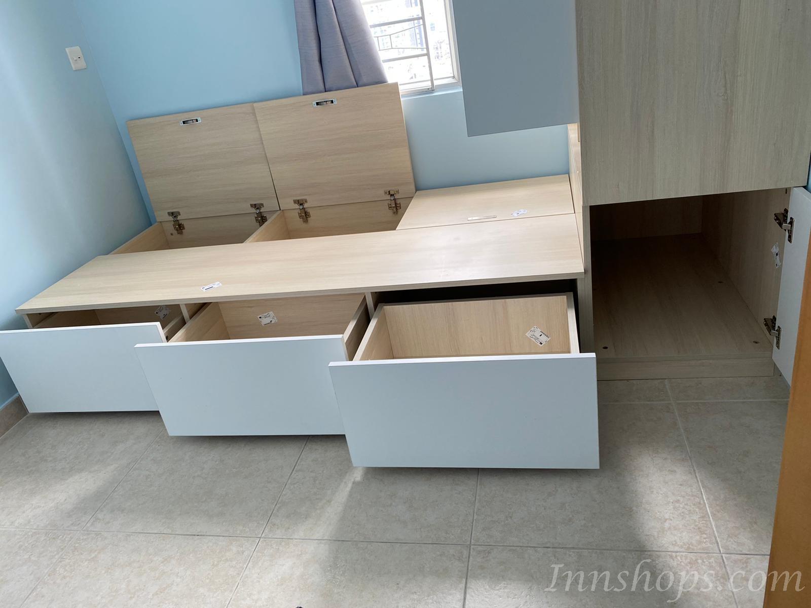 訂造 多功能組合床 衣櫃床+3櫃桶 *可自訂呎吋(不包床褥)(IS7250)
