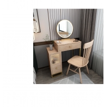 日式實木橡木 可伸縮梳妝台 化妝桌 帶燈鏡 送妝凳 60cm/80cm (IS7534)