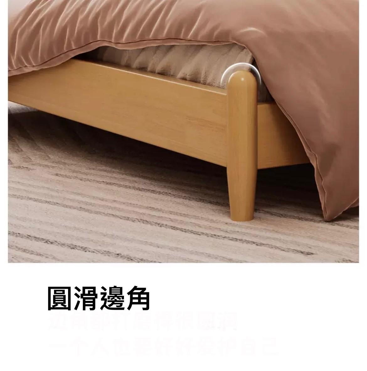 日式實木橡木雙人床*5呎/6呎(不包床褥) (IS7564)