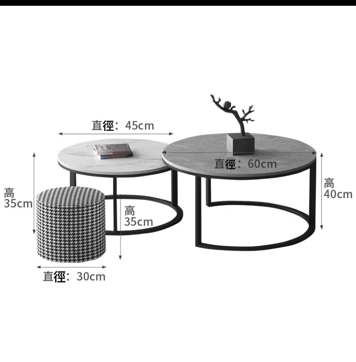 意式氣派系列岩板雙圓形茶几*60/80cm (IS7606)