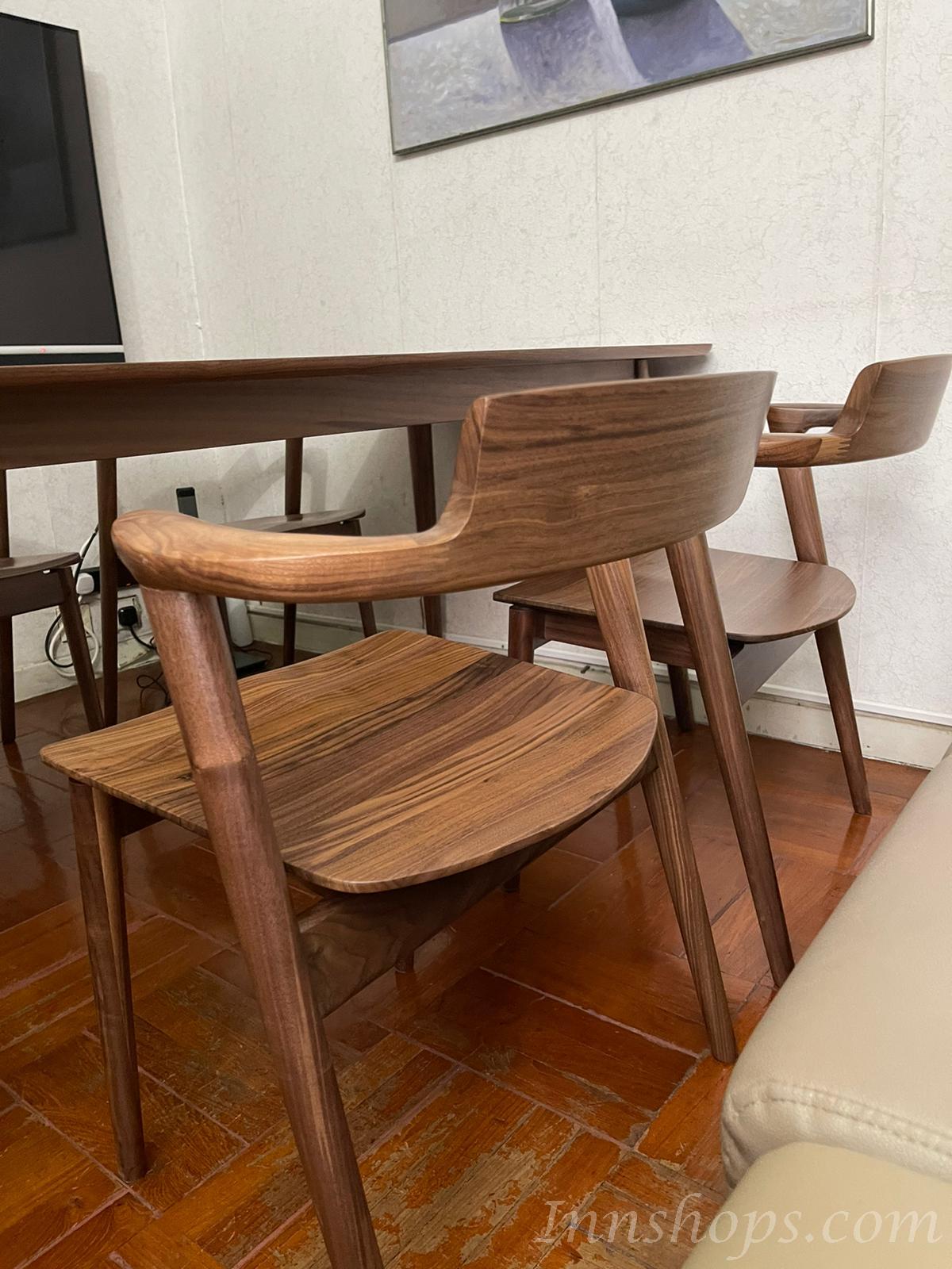 訂造 北歐實木系列 黑胡桃木餐桌椅組合 可自訂尺寸 (IS5908)