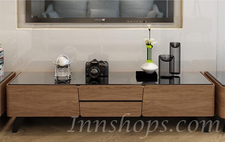北歐輕奢鋼化玻璃電視櫃茶几組合現代簡約客廳組合 (IS7751)