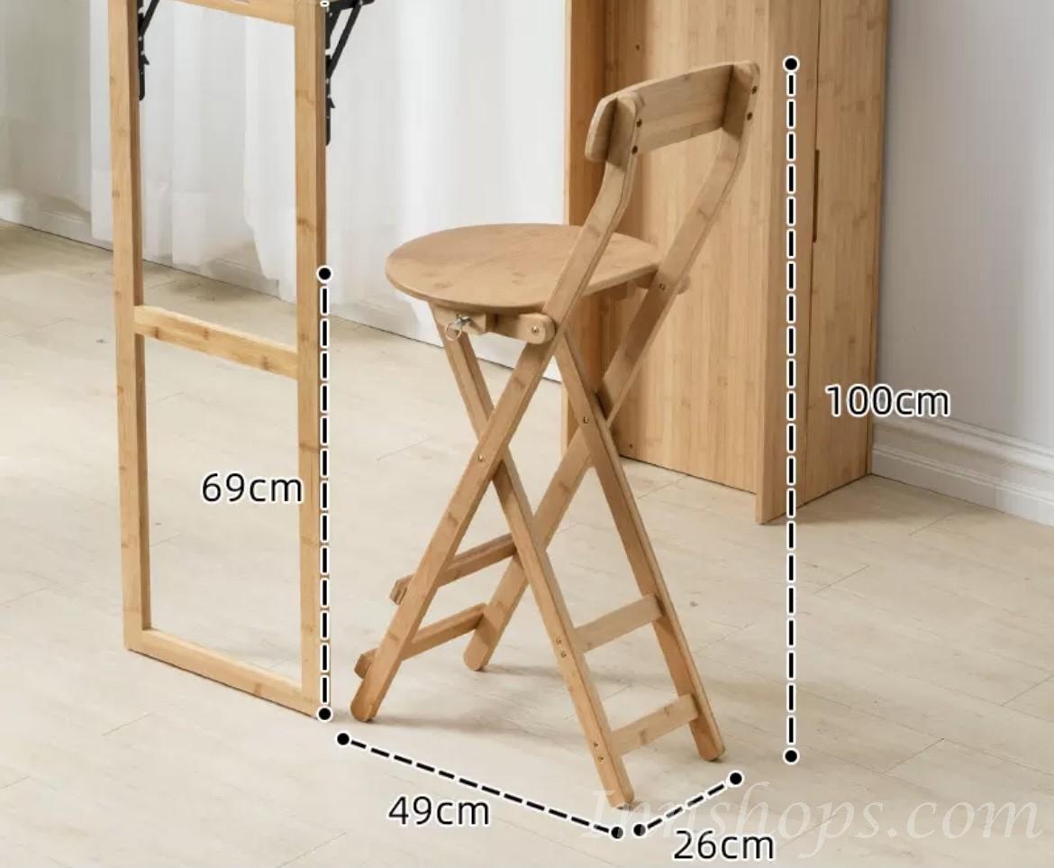 楠竹伸縮一體式折疊吧枱儲物櫃餐桌吧凳吧椅 (IS7765)