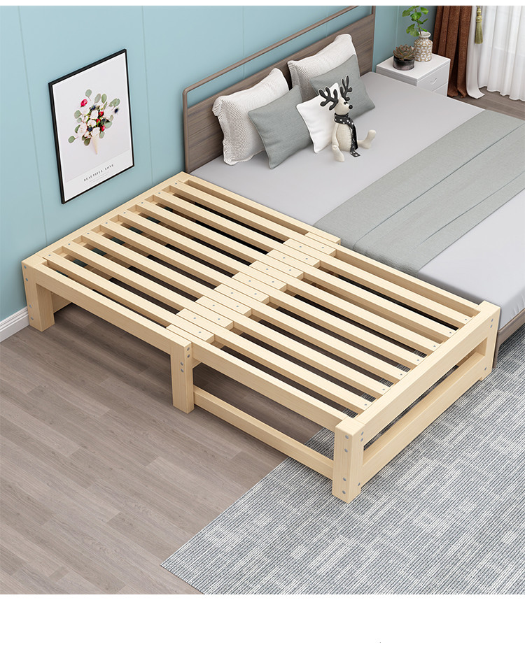 兒童多功能 松木實木折疊伸縮床梳化床兩用榻榻米單人床 (不包床褥)(IS6758)