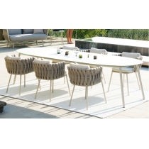 北歐戶外桌椅別墅庭院花園室外露台柚木組合休閑家具岩板長桌 (IS7749)