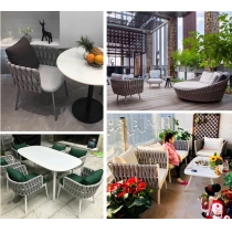 北歐戶外桌椅別墅庭院花園室外露台柚木組合休閑家具岩板長桌 (IS7749)