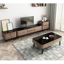 北歐輕奢鋼化玻璃電視櫃茶几組合現代簡約客廳組合 (IS7751)