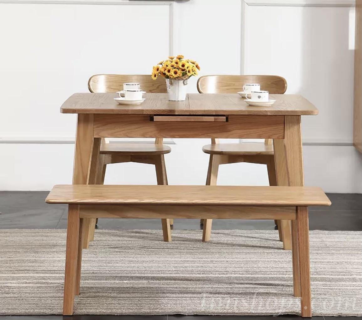 北歐實木系列 白橡木伸縮餐桌椅子 3呎7/4呎 (IS3069)