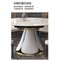意式輕奢岩板 旋轉伸縮餐桌椅組合 大小戶型圓形桌子*135/150cm（IS7841）